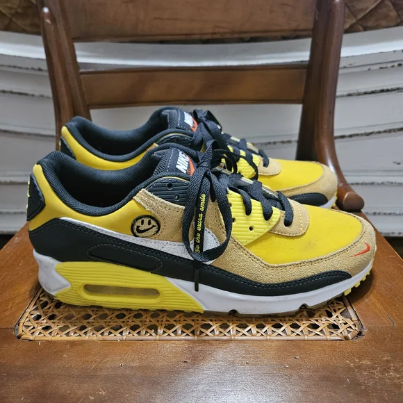 Nike Air Max 90 Yellow Black Go The Extra Smile Sneakers Sz 9 Rare - Picture 4 of 7